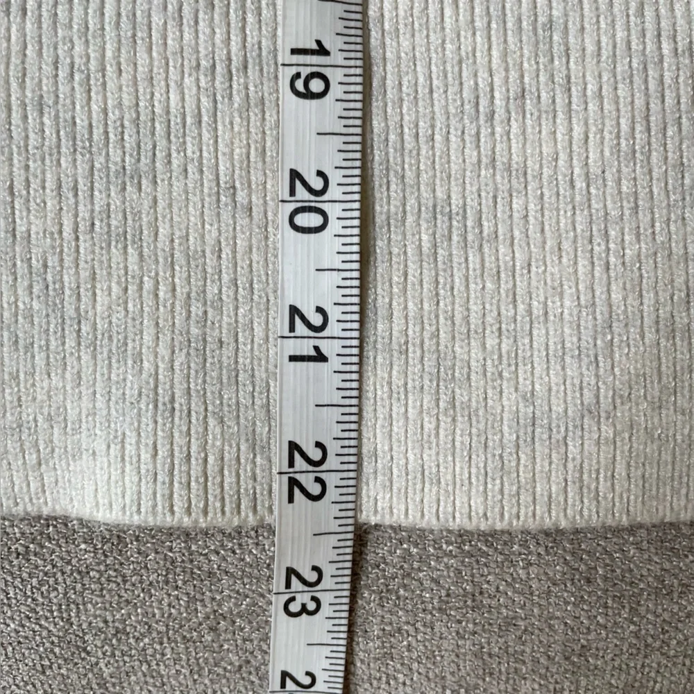 CAbi Lux Oatmeal Cowl Neck Cropped Length Tapered Sleeve Drop Shoulder Sweater - Picture 11 of 12